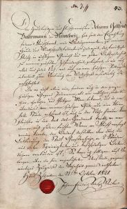 2) Handschriftliches Dokument über den Nünchritzer Fleischermeister Baarmann von 1821